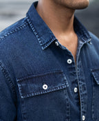 Dark Blue Washed Denim Full Sleeves Shirt
