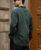 Olive Overdyed Checks Shirt 100% Cotton
