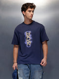 Placement Printed Regular Fit T-Shirt   |  Navy Blue