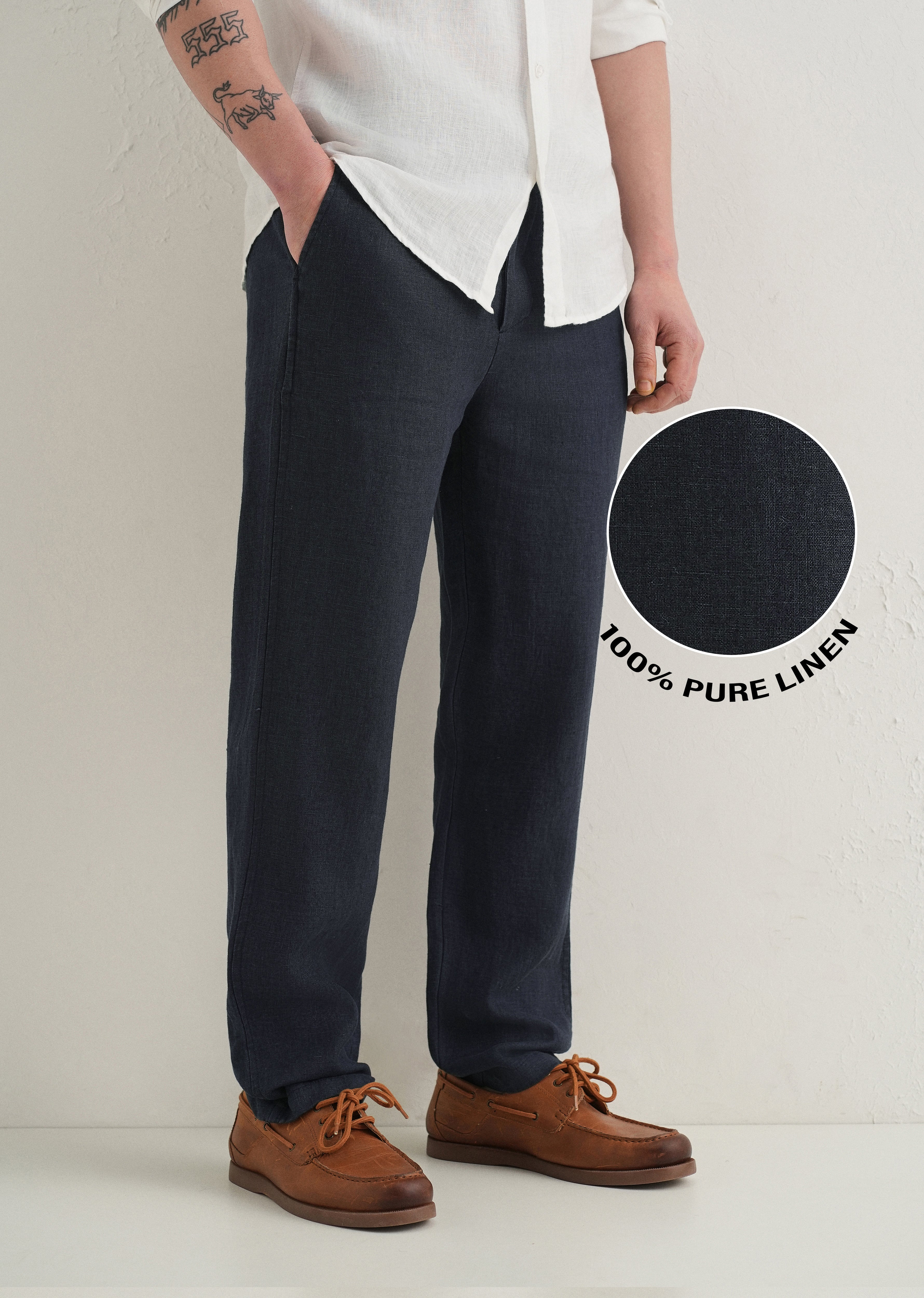 Admiral Blue Linen Pant