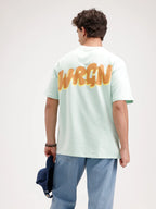Oversized Back Printed T-Shirt  | Light Blue