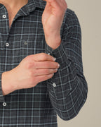 Charcoal Gray Plaid Dobby Check Linen Plus Blend Shirt