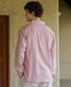 Pink Linen Blend Strucutured Shirt