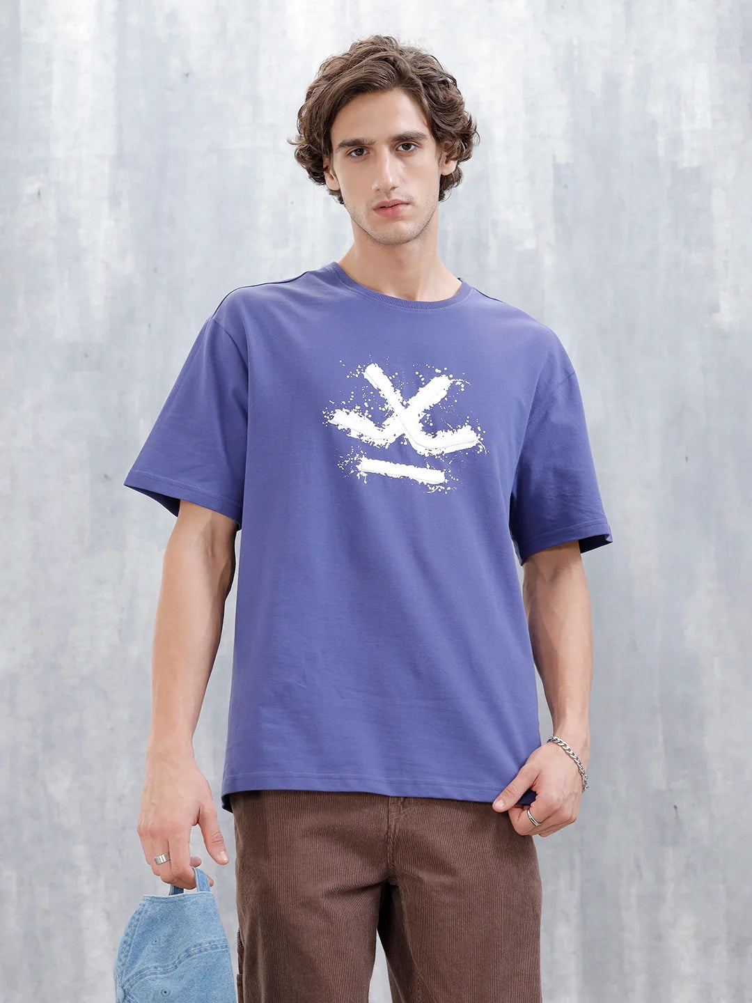 Wrogn Oversized Fit Graphic T-Shirt | Blue