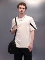 Placement Printed Oversized T-Shirt | Beige