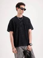 Washed Embroidery Patch T-Shirt   |  Black