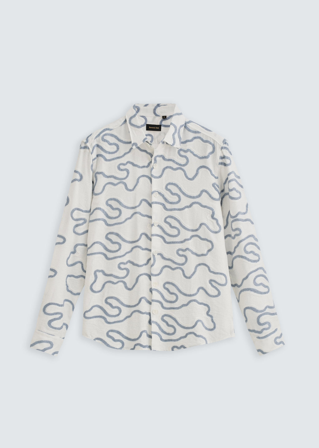 Blue Artistic Abstract Embroidery Shirt