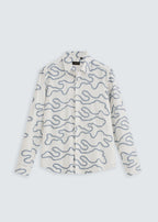 Blue Artistic Abstract Embroidery Shirt