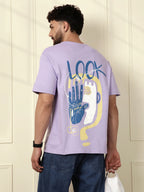 Heavy GSM Printed Faces T-Shirt | Purple