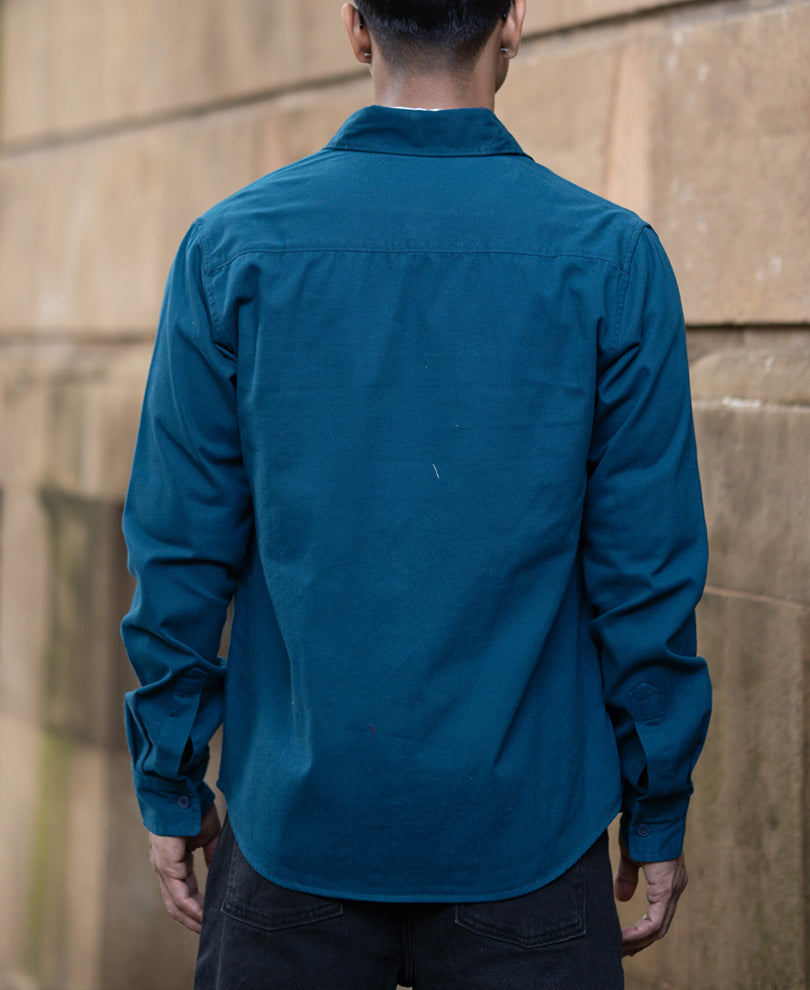 Royal Blue Structured Overshirt 100% Cotton