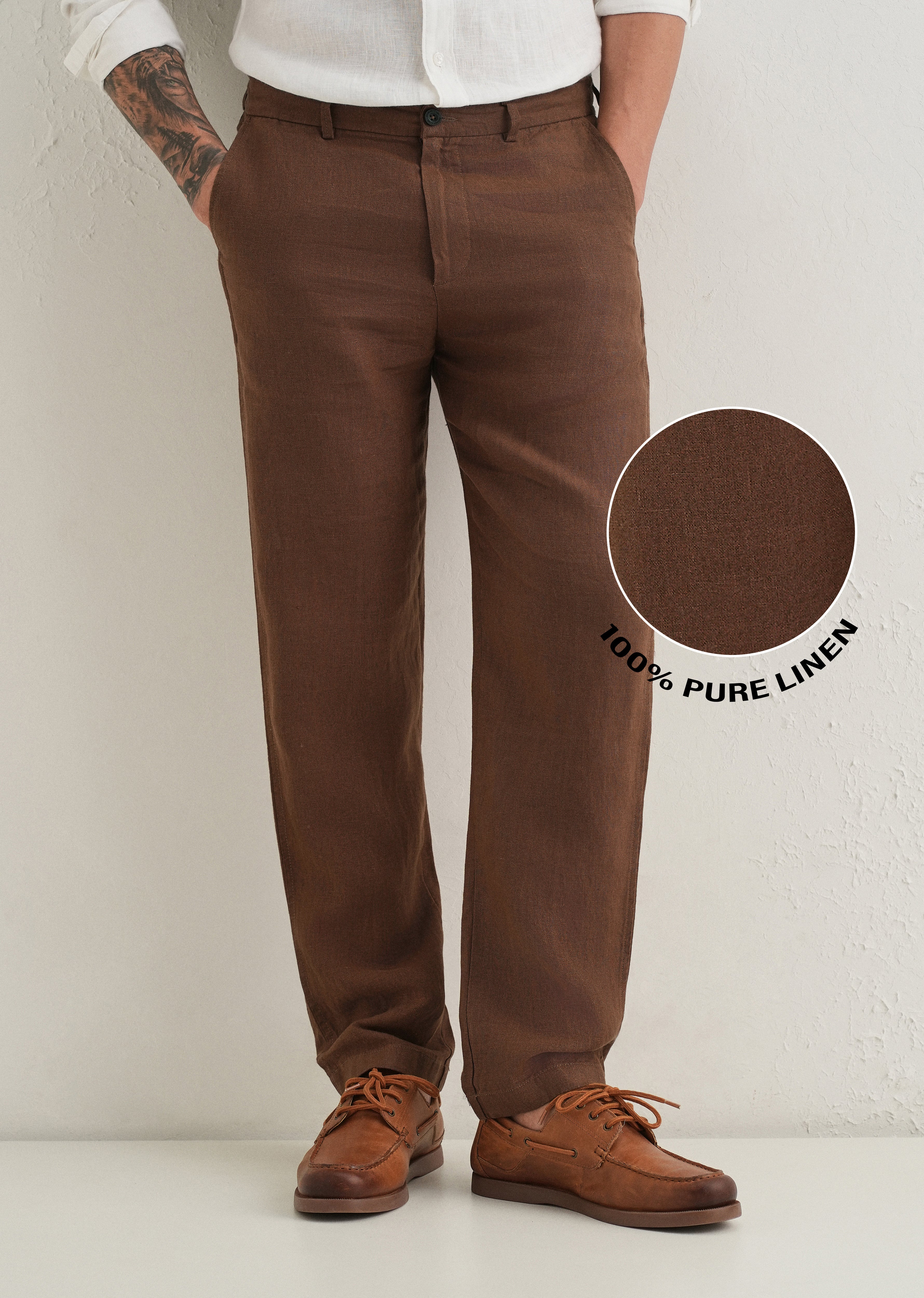 Chestnut Brown Linen Pant