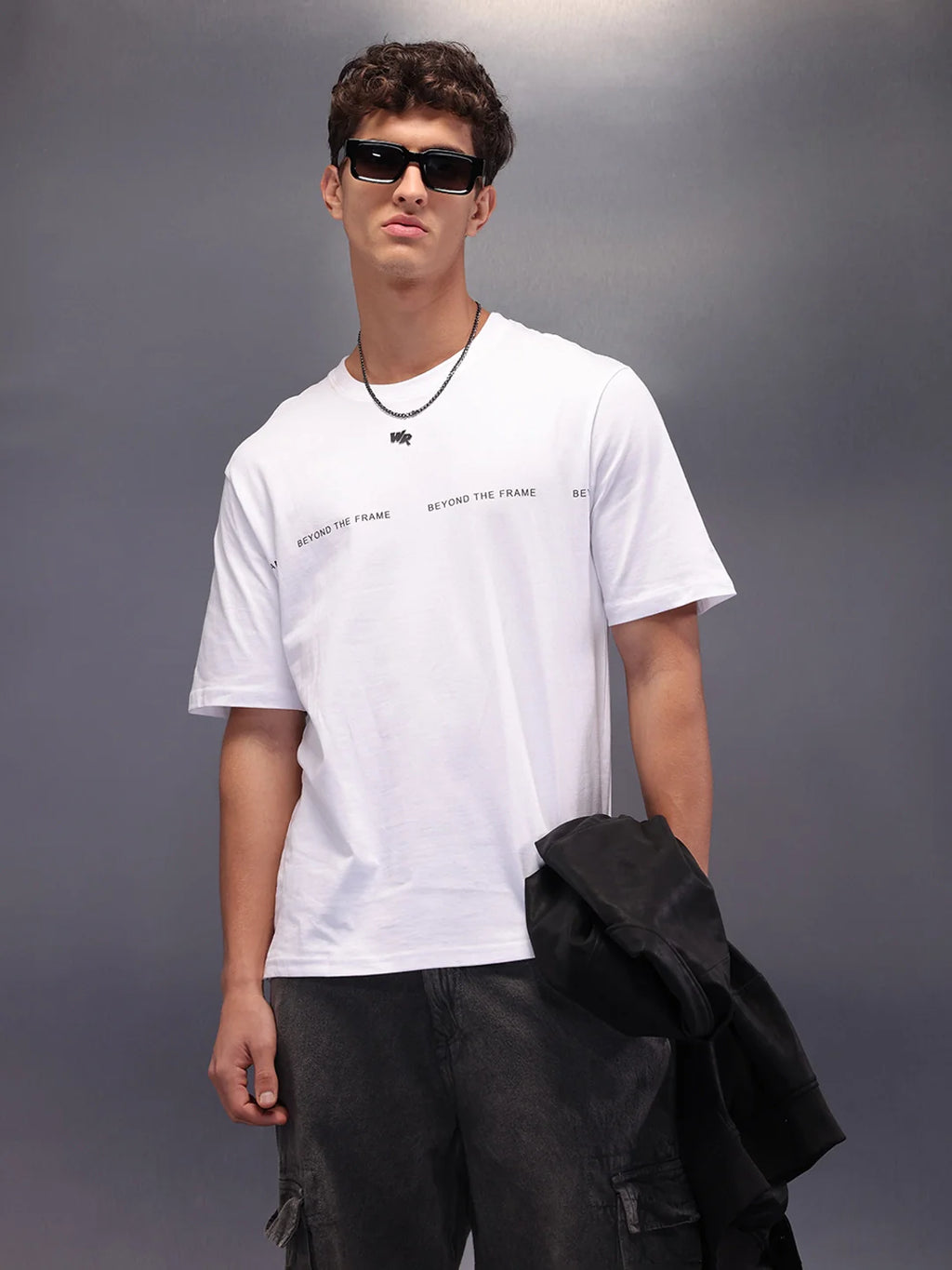 Placement Printed Oversized T-Shirt | White