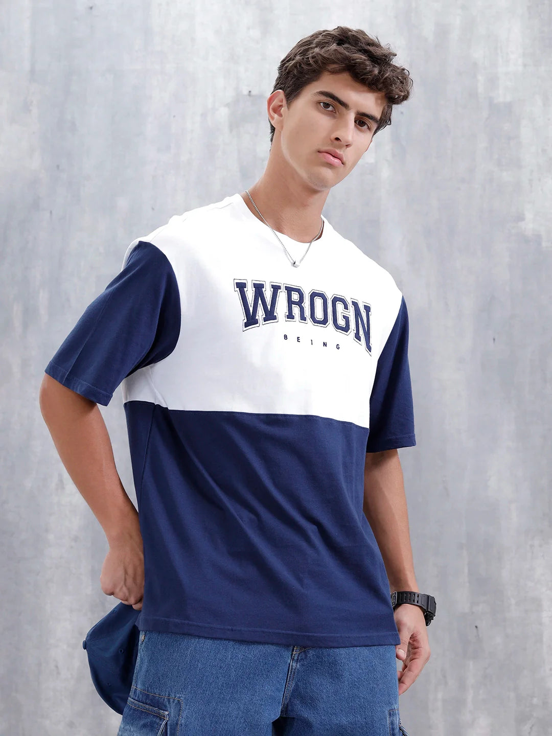Casual Men Sporty Look Oversized Fit Tee With Print | White