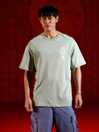 Minimal graphic print oversized tshirt | Green
