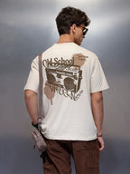 Casual Back Printed Oversized T-Shirt  | Beige