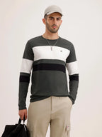 Slim Fit Cut & Sew Long Sleeved T-Shirt | Olive