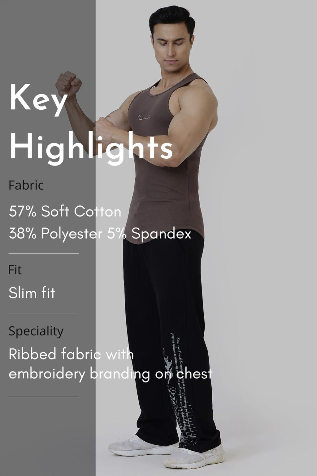 Ribbed Tank Brown