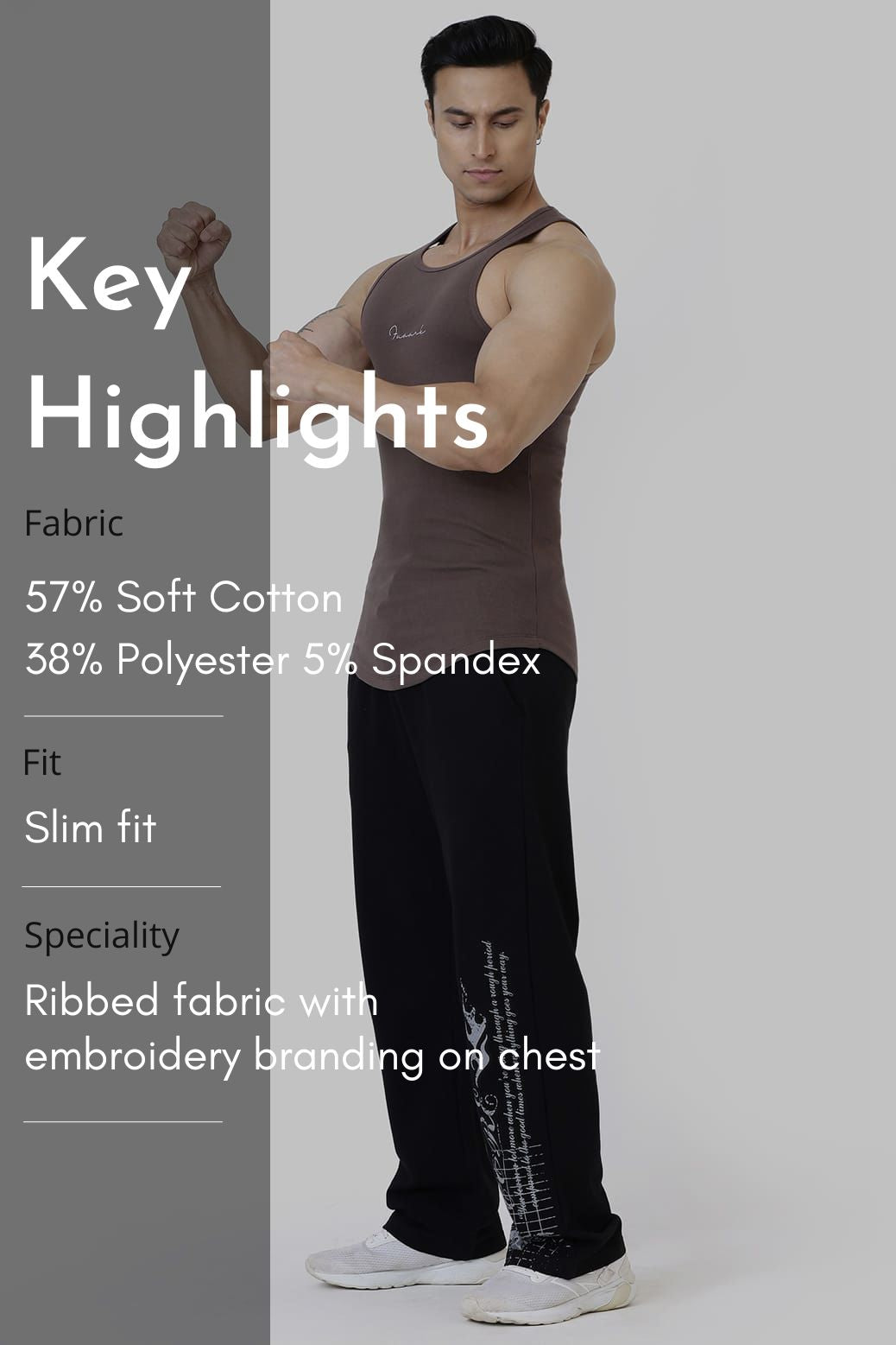Ribbed Tank Brown