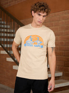 Flock Printed Slim Fit T-Shirt | Khaki