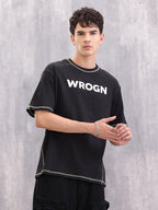 Contrast Detail Oversize T-Shirt I Black