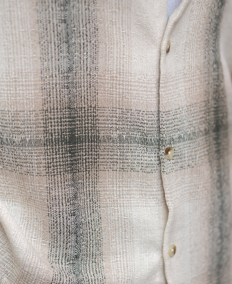 Beige Structured Checked Shirt 100% Cotton