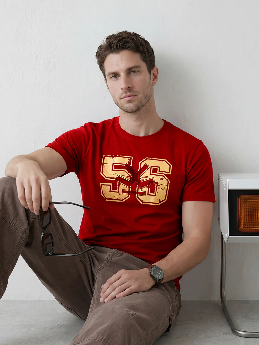 Vintage Varsity Style Graphic Tee | Red