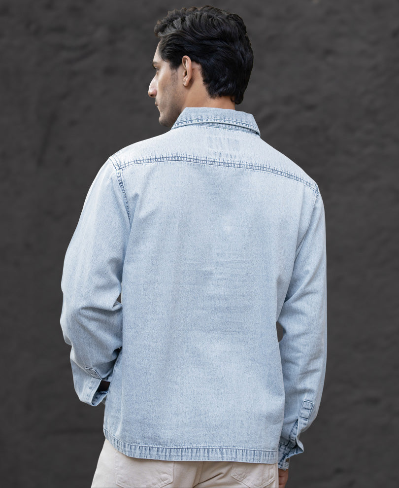 Light Blue Denim Kurta Shirt