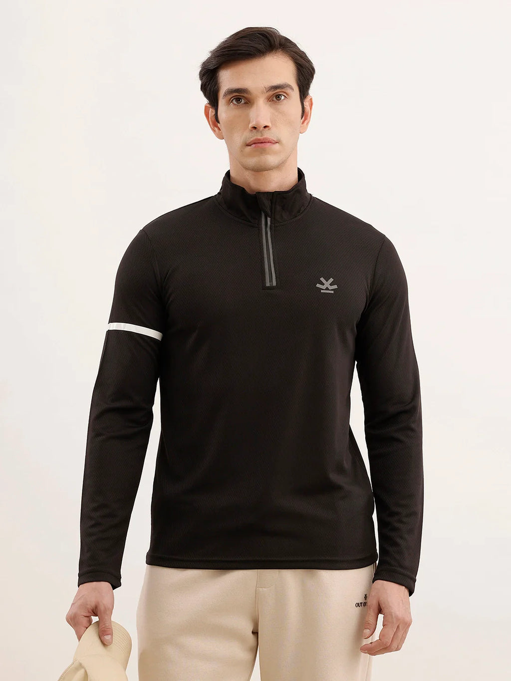 Slim Fit Full Sleeve Active T-Shirt | Black