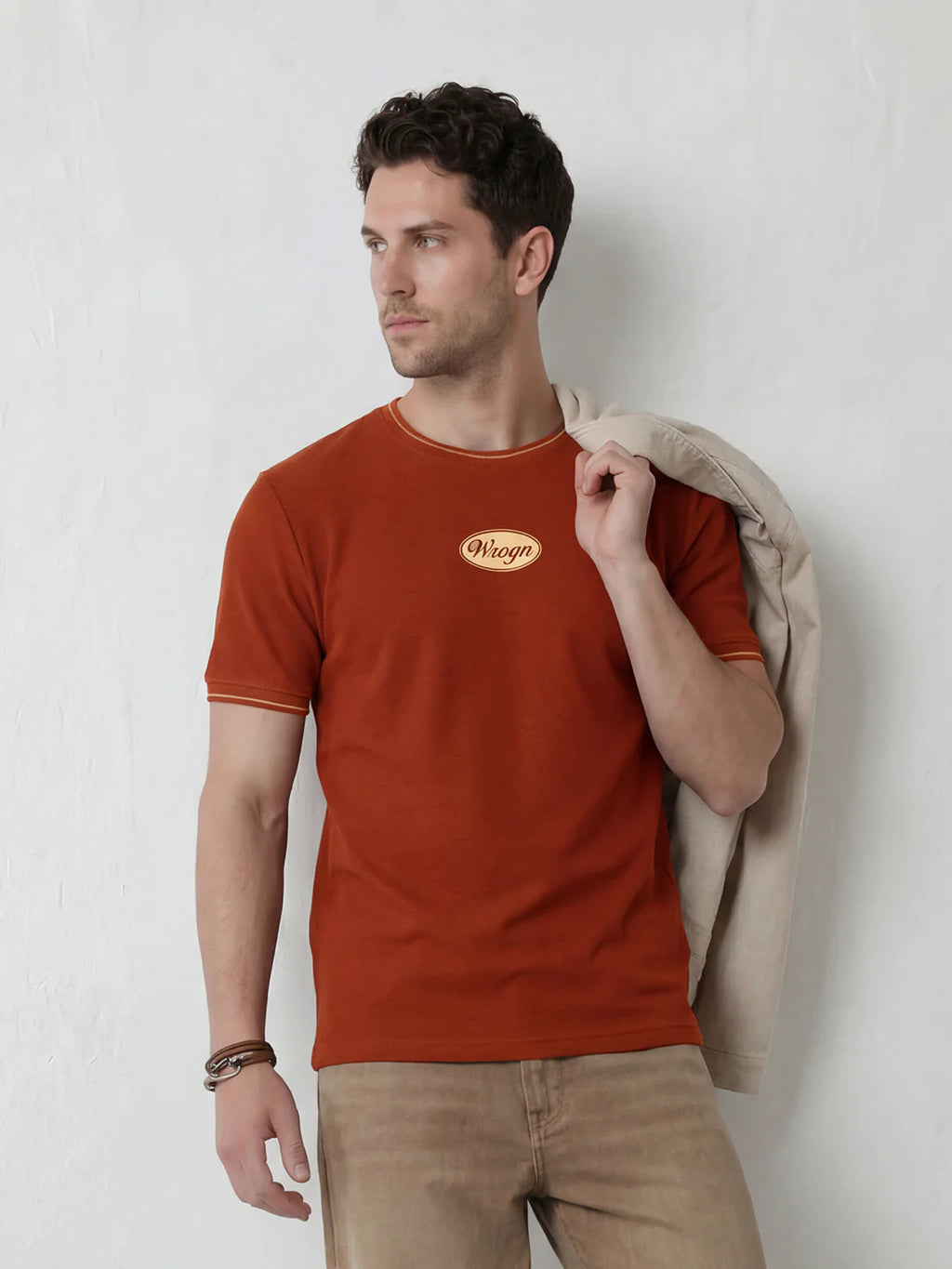 Men’s Retro Popcorn Textured Slim Fit T-Shirt | Maroon