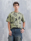 Bizarre Elements Inspired Oversized Aop T-Shirt | Green