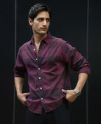 Burgendy Overdyed Checks Shirt