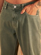 Mint Green Straight Fit Jeans