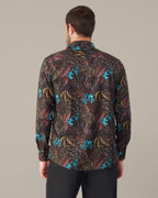 Black Floral Print 100% Polyester Shirt