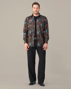 Black Floral Print 100% Polyester Shirt