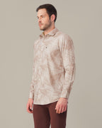 Muted Mauve Abstract Print Polyester Button-Up Shirt