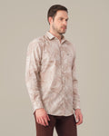Muted Mauve Abstract Print Polyester Button-Up Shirt