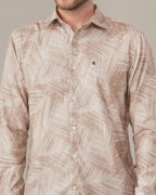 Muted Mauve Abstract Print Polyester Button-Up Shirt