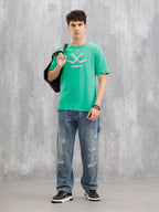 Placement Patchwork Oversized T-Shirt | Green