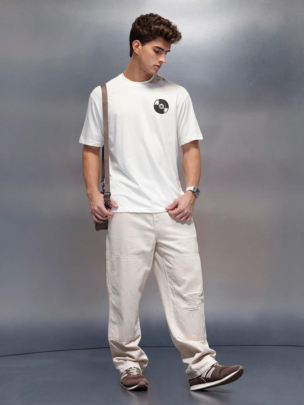Casual Back Printed Oversized T-Shirt  | White