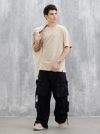 Back Printed Oversized T-Shirt | Beige