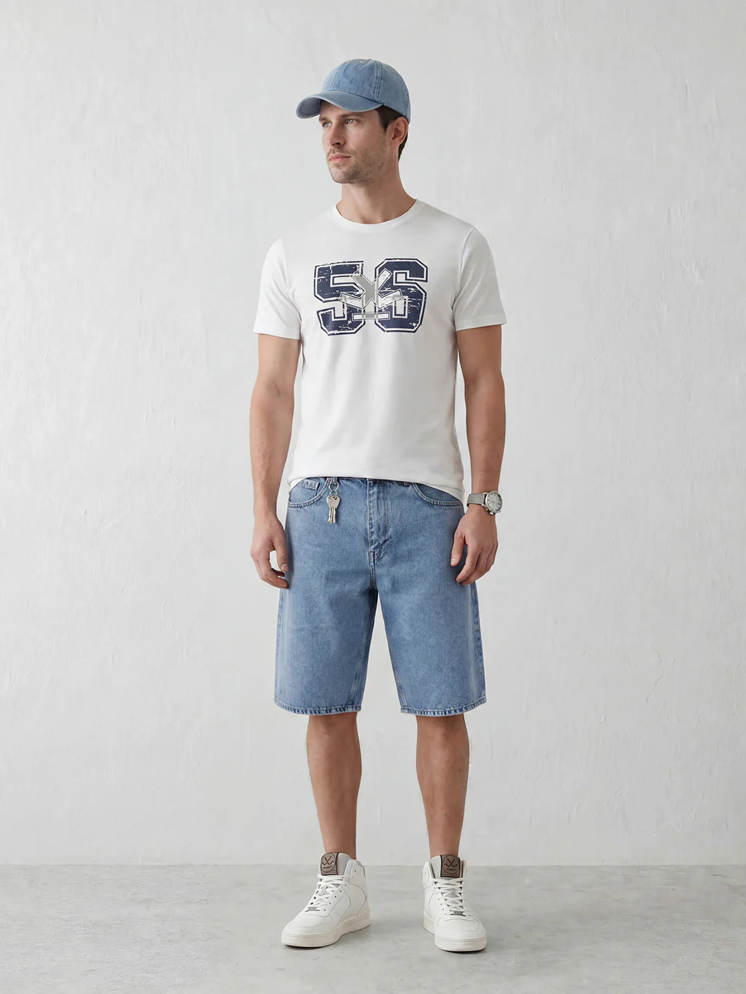 Vintage Varsity Style Graphic Tee | Off White