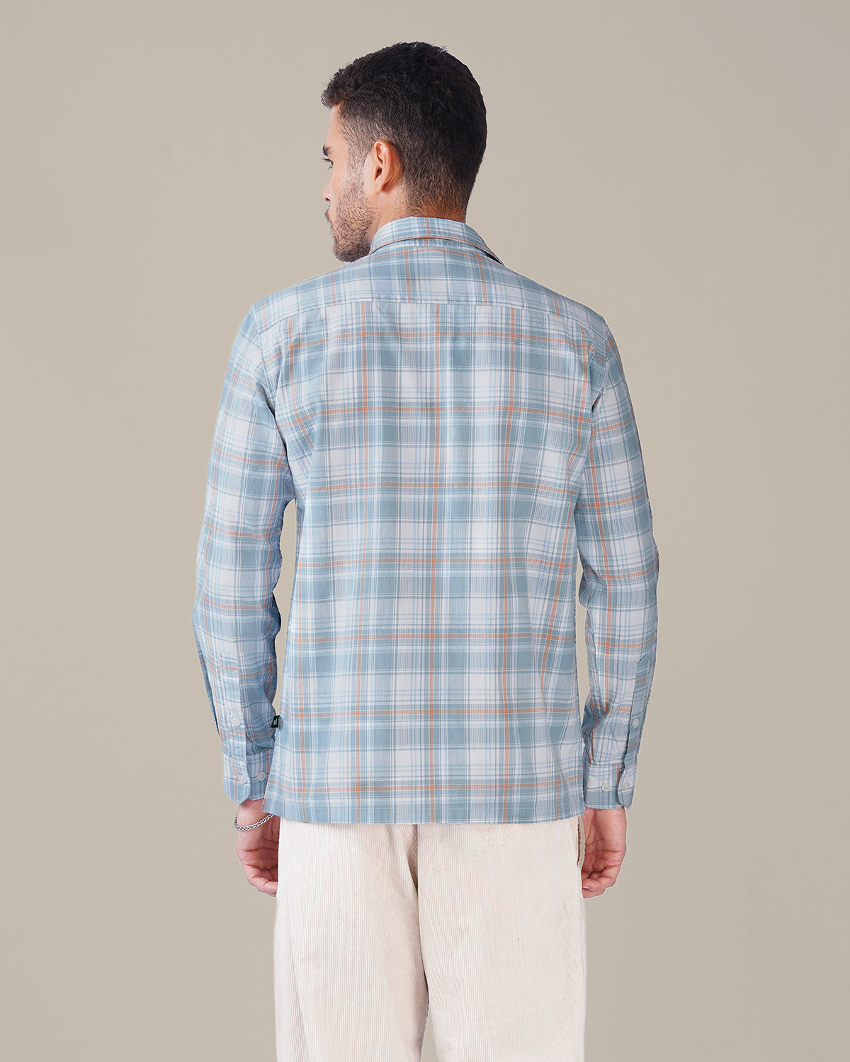 Aqua Multi Plaid 100% Cotton Slub Shirt