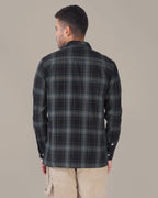 Dark Green Plaid 100% Cotton Slub Button-Up Shirt
