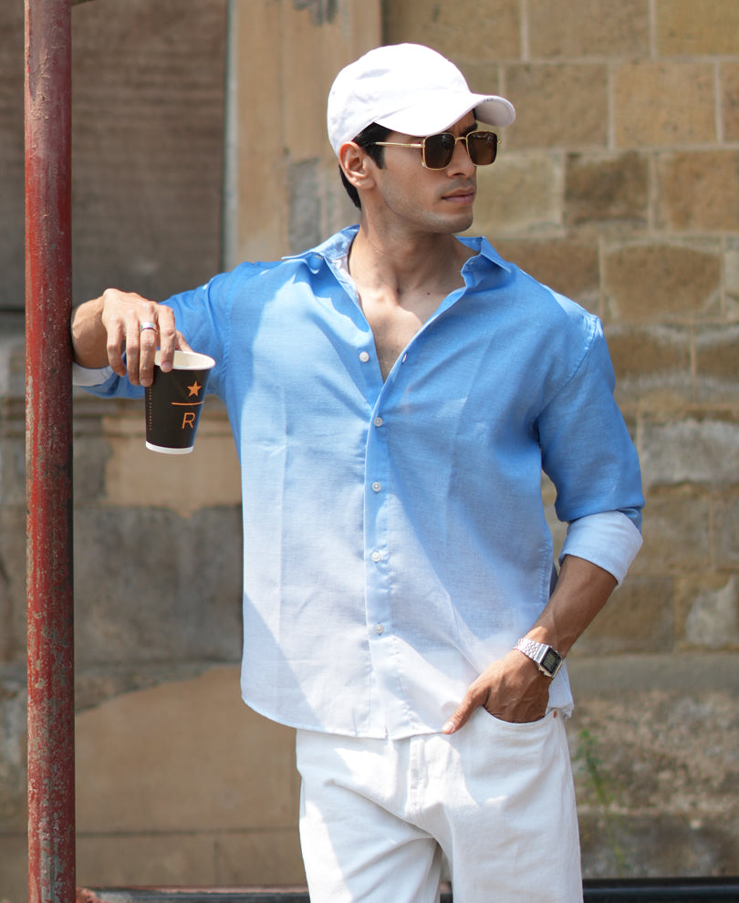 Blue Ombre Shirt 100% Cotton