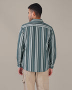 Slate Green Striped 100% Cotton Shirt
