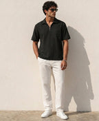 Black Striped Zipper Shirt
