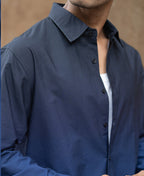 Dark Navy Ombre Print Shirt 100% Cotton