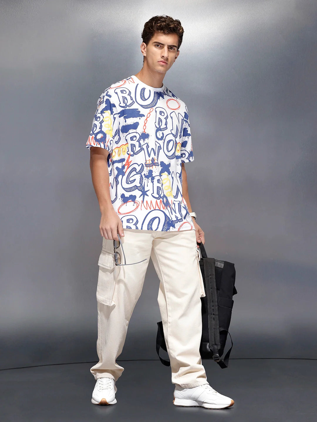 All-over print oversized T-shirt | White