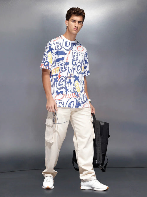 All-over print oversized T-shirt | White