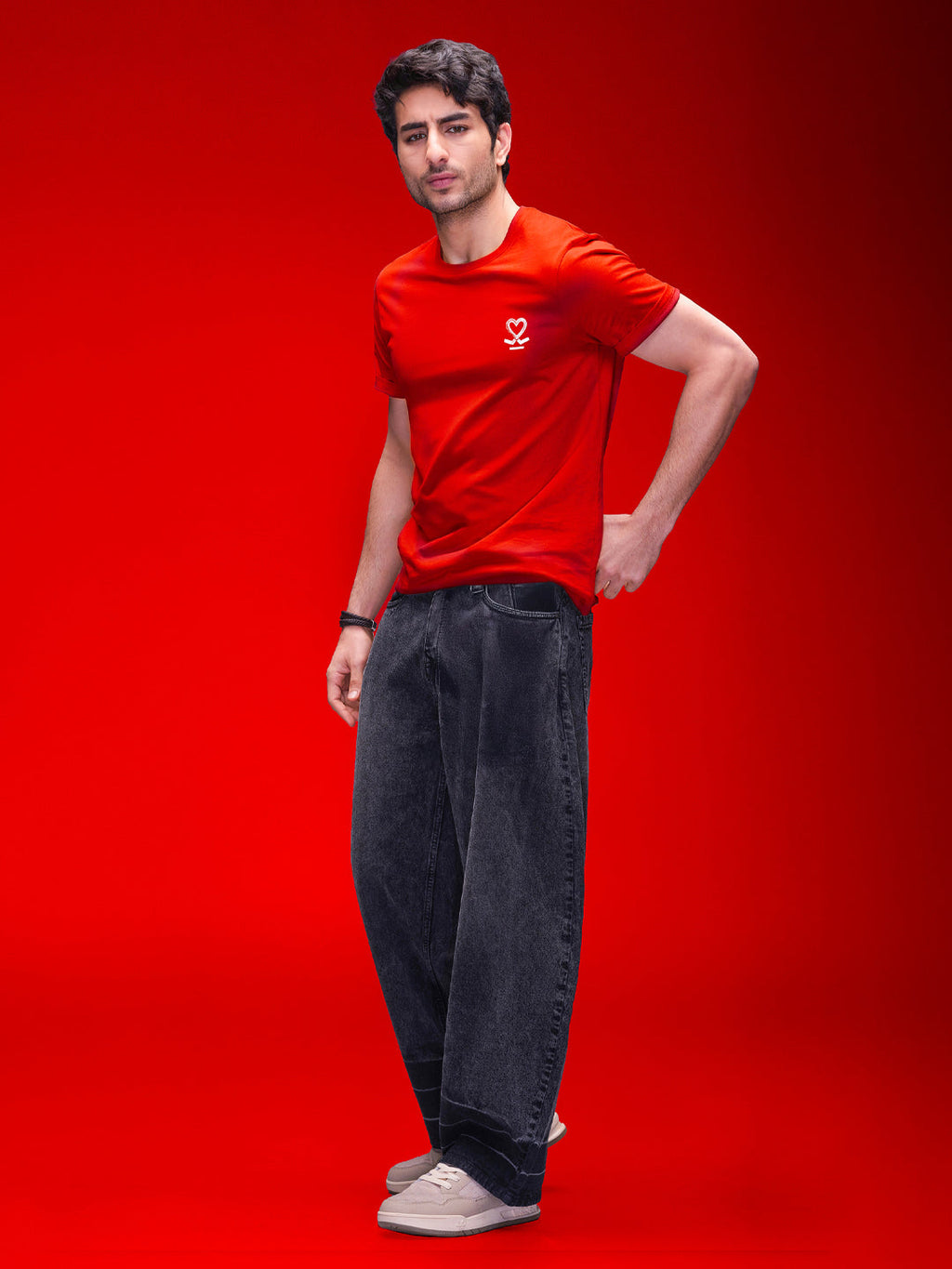 Slim Fit Placement Printed Tee | Red
